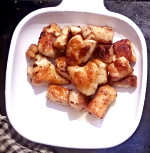 Chicken nuggets on a plate ready to serve